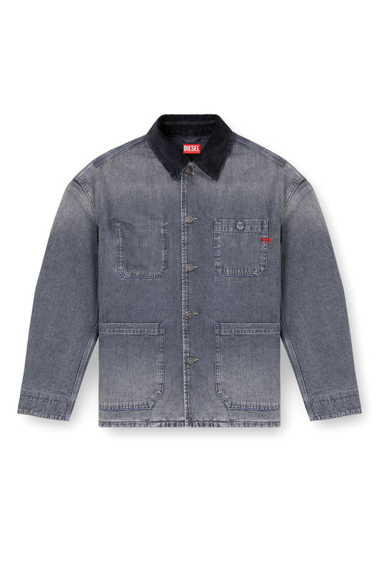 Utility-style denim jacket with contrasting collar (6)