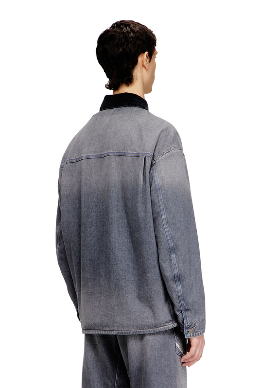 Utility-style denim jacket with contrasting collar (1)