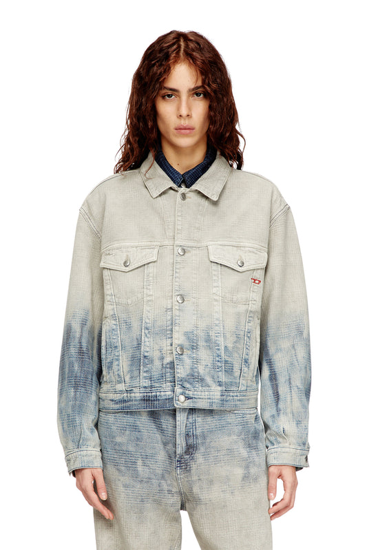 Trucker jacket in Prince of Wales jacquard denim (4)
