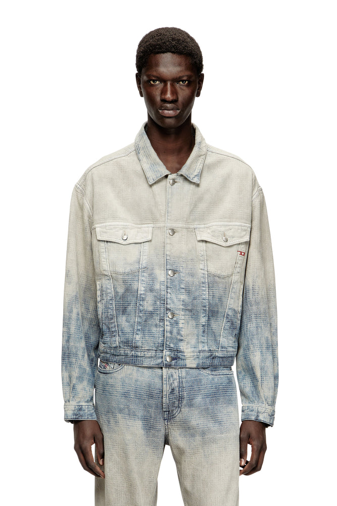 Trucker jacket in Prince of Wales jacquard denim