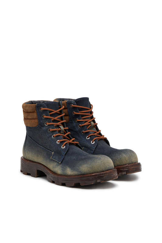 D-Hammer-Combat boots in denim and suede (1)