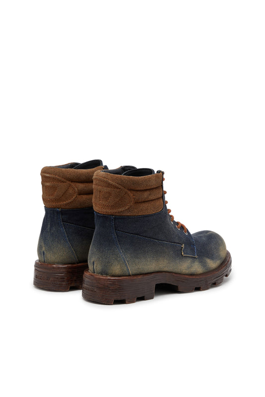 D-Hammer-Combat boots in denim and suede (2)
