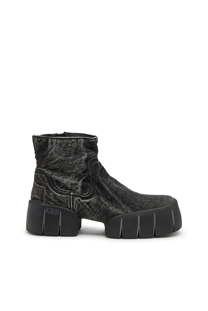 D-Tex-Ankle boots in wrinkled denim