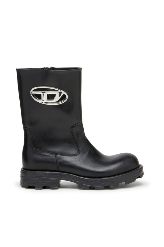 D-Hammer-Cut-out leather boots with logo hardware