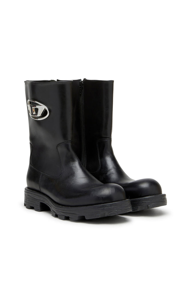 D-Hammer-Cut-out leather boots with logo hardware (1)