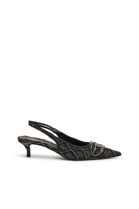 D-Venus-Crystal-logo quilted-denim slingback pumps