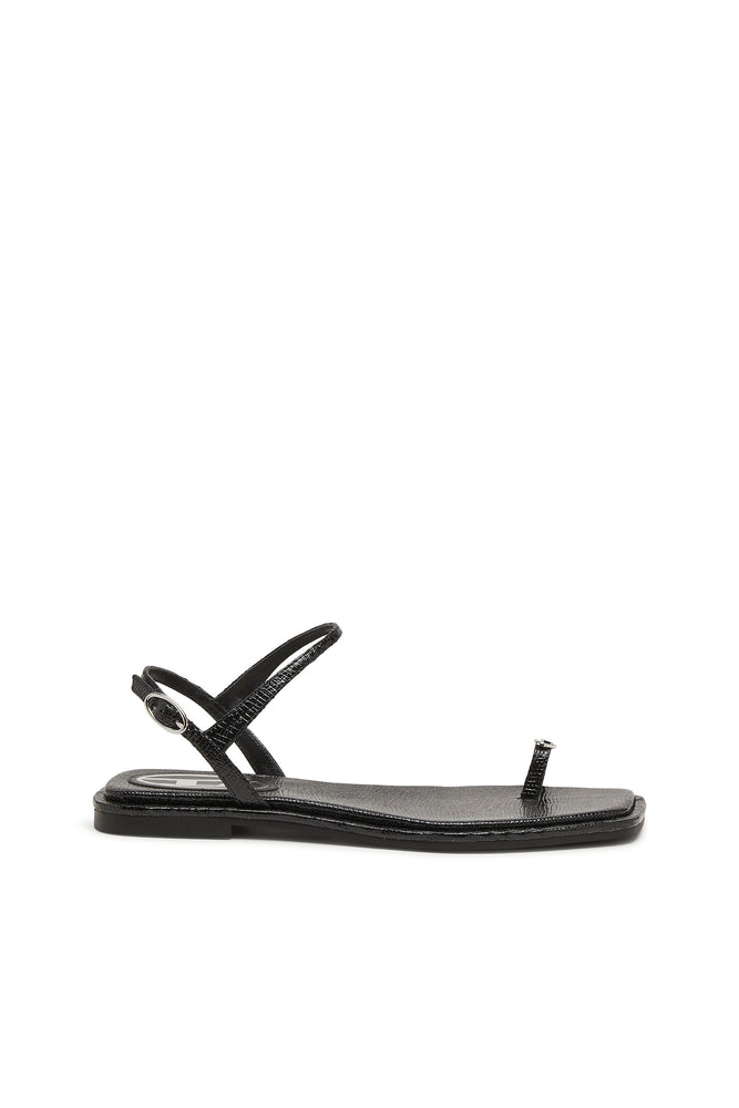 D-AMBER - Sandals in leather with metallic logo