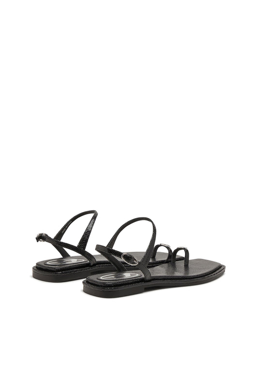 D-AMBER - Sandals in leather with metallic logo (2)
