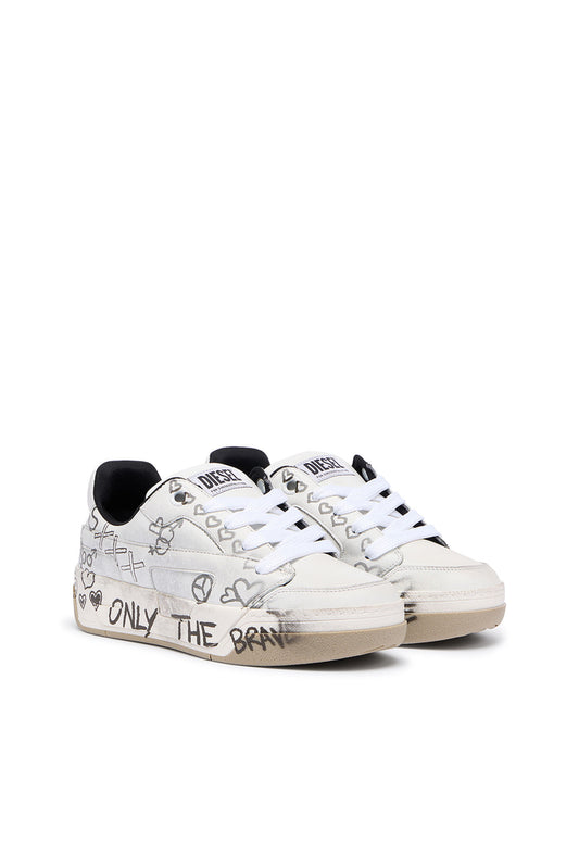 D-Ollie-Leather sneakers with graffiti print (1)