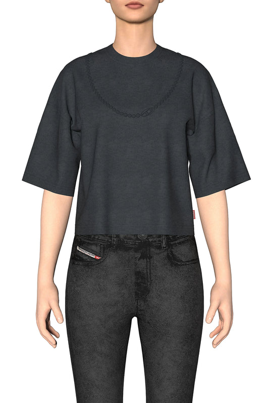 Crop T-shirt with embossed Oval D