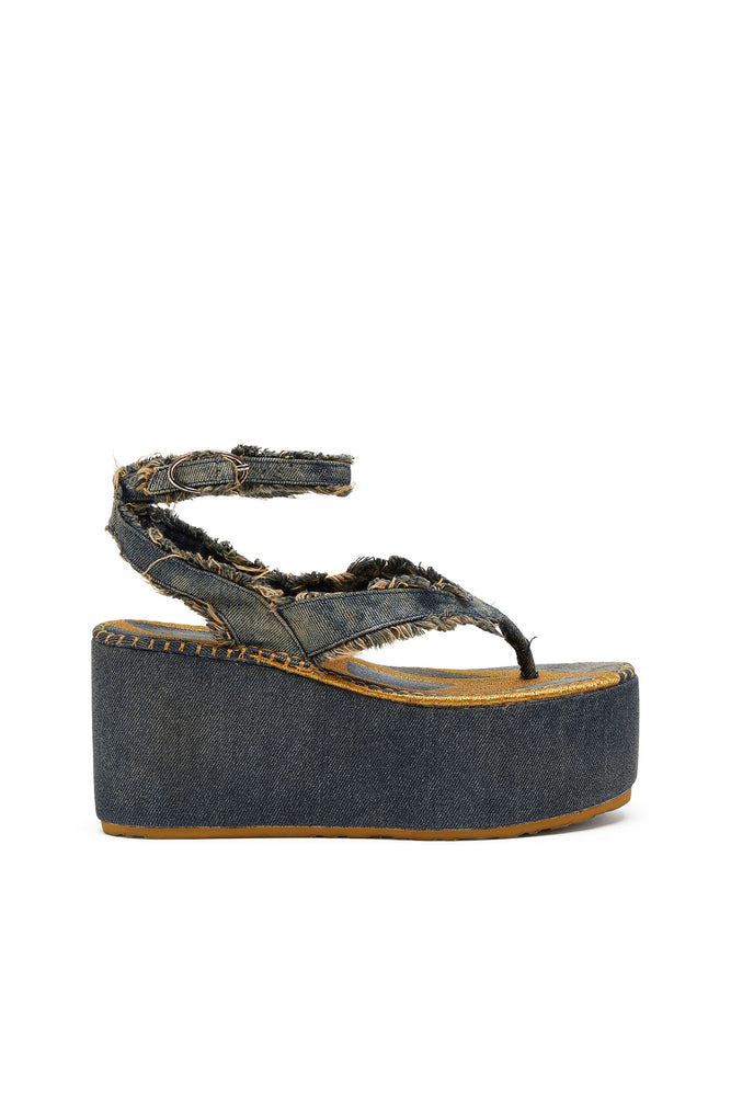 Sa-Nikola - Sandals in denim with frayed details