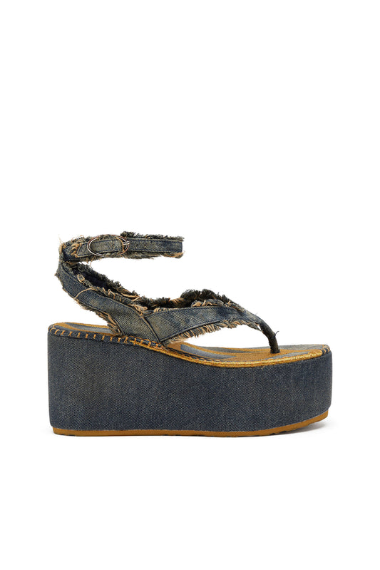 Sa-Nikola - Sandals in denim with frayed details