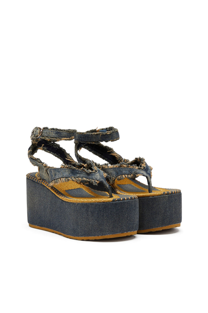 Sa-Nikola - Sandals in denim with frayed details (1)