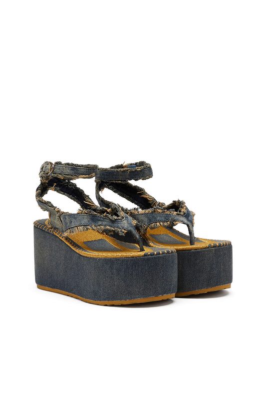 Sa-Nikola - Sandals in denim with frayed details (1)