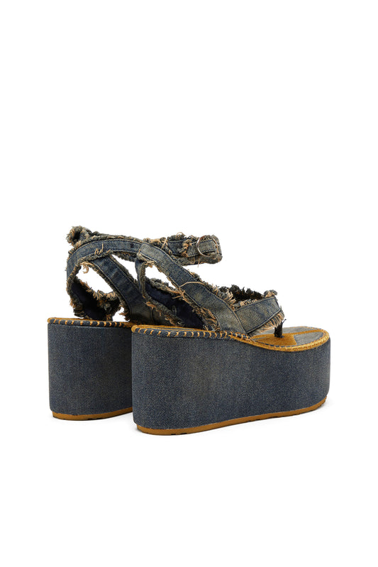 Sa-Nikola - Sandals in denim with frayed details (2)