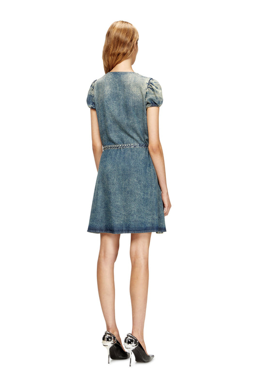 Denim Dress With A Waist Belt (1)