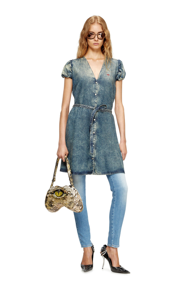 Denim Dress With A Waist Belt (3)
