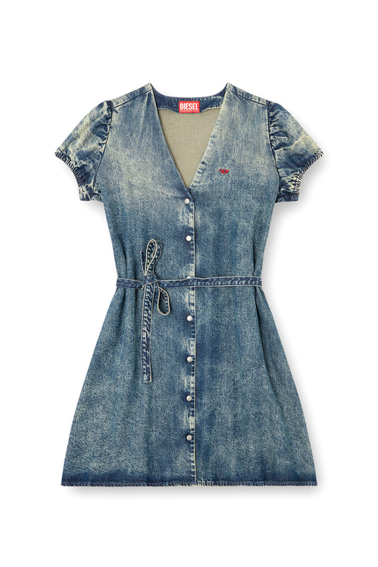 Denim Dress With A Waist Belt (4)
