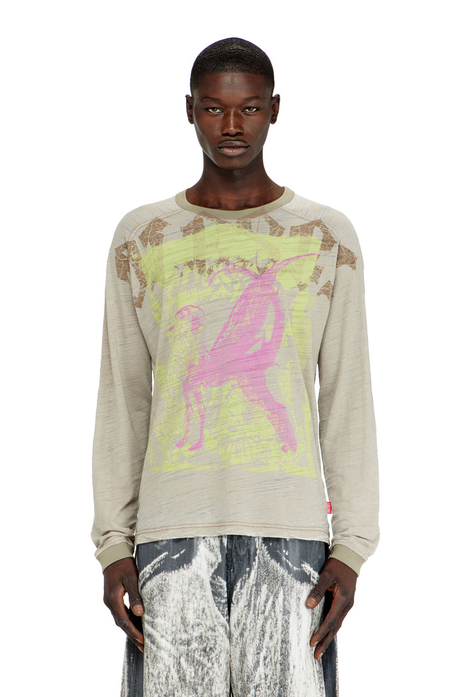 Long-sleeve T-shirt in printed jersey