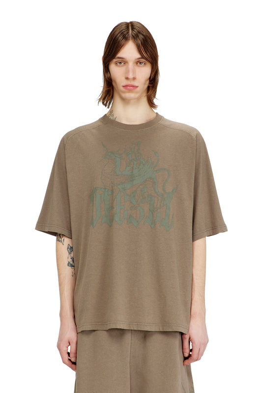Printed T-shirt in cotton and hemp