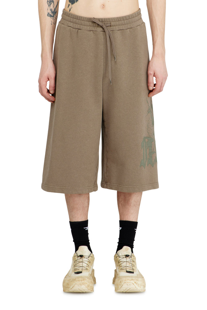 Treated longline shorts with print