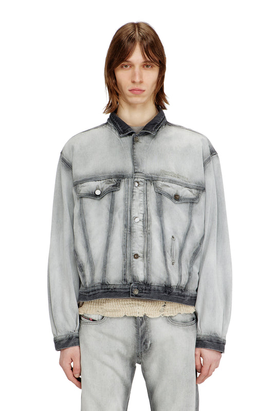 Trucker jacket in soft skeleton denim