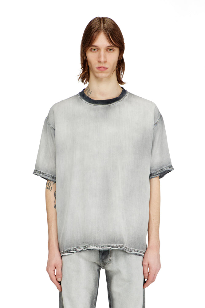 T-shirt in fluid skeleton Tencel denim