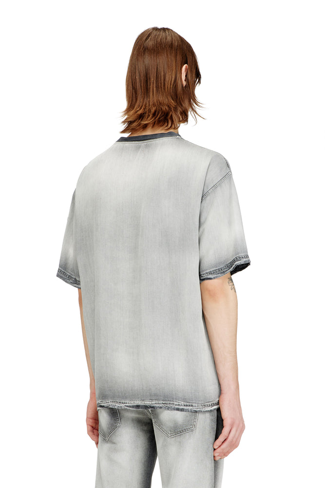 T-shirt in fluid skeleton Tencel denim (1)
