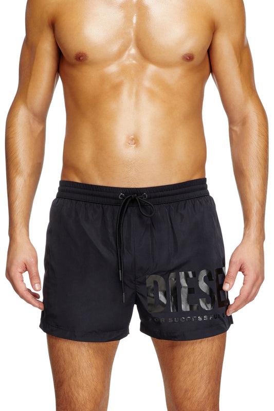 Mid-length swim shorts with logo print