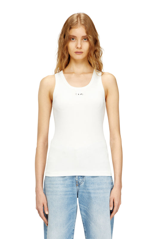 Slim ribbed tank top with metallic Oval D
