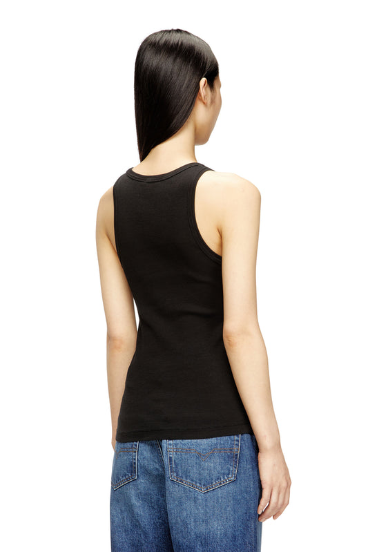 Slim ribbed tank top with metallic Oval D (1)