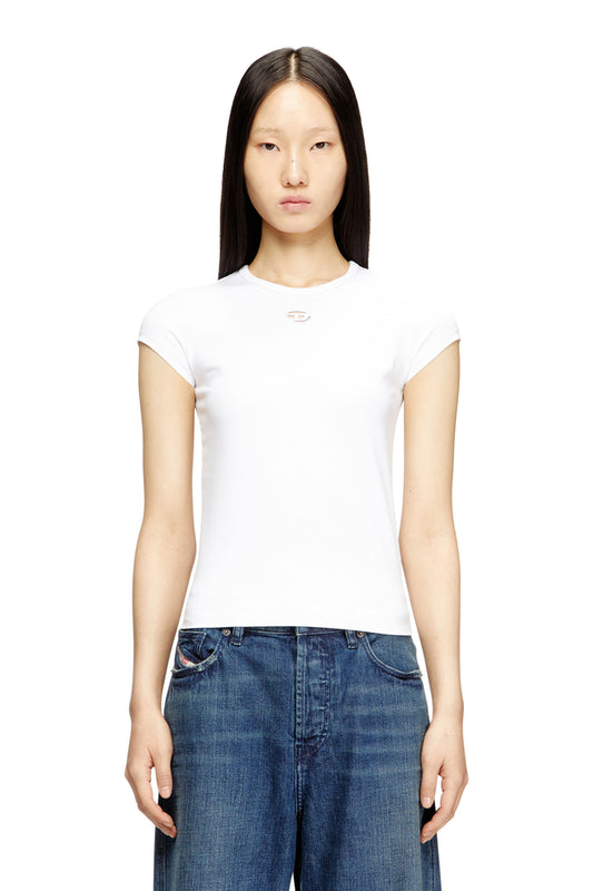 T-shirt with cut-out embroidered logo