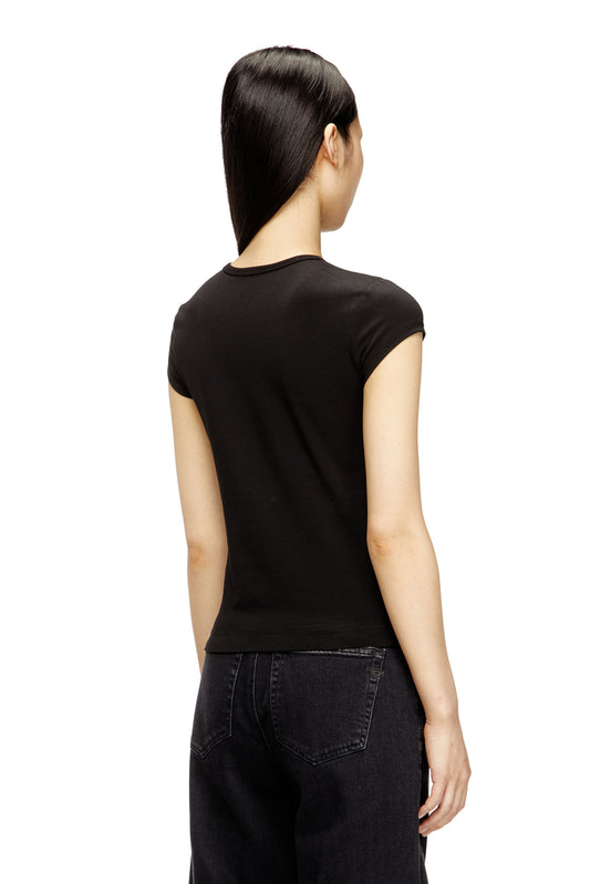 T-shirt with cut-out embroidered logo (1)