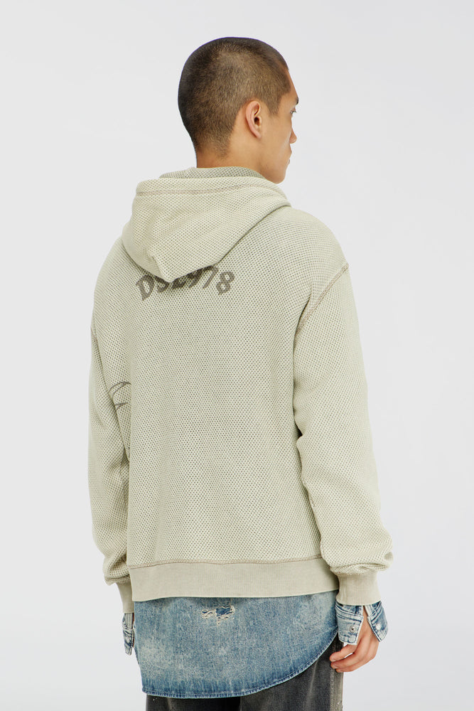 Hoodie in textured cotton mesh (1)