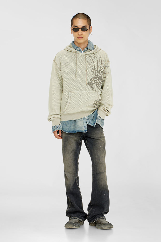 Hoodie in textured cotton mesh (2)