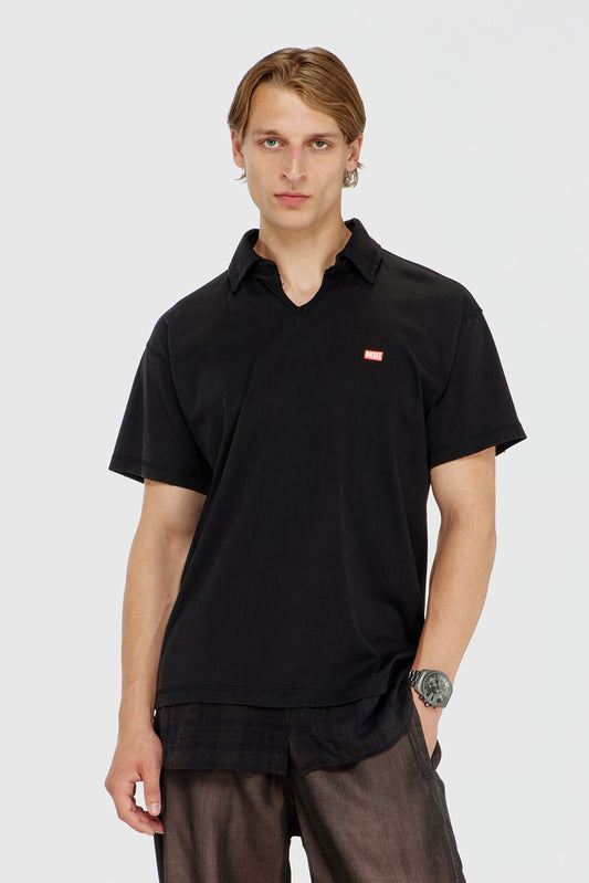 Jersey polo shirt with check flannel trims