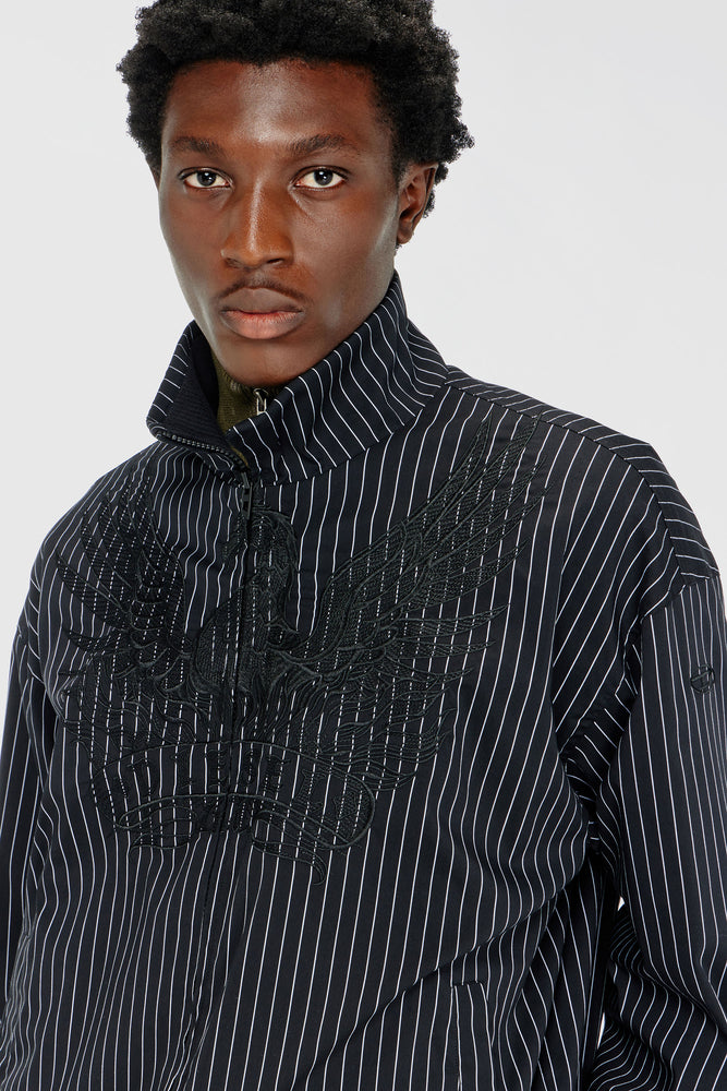 Nylon pinstripe Jacket with Phoenix embroidery (2)