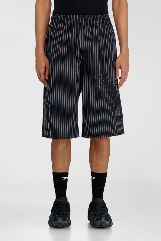 Pinstripe shorts with Phoenix embroidery