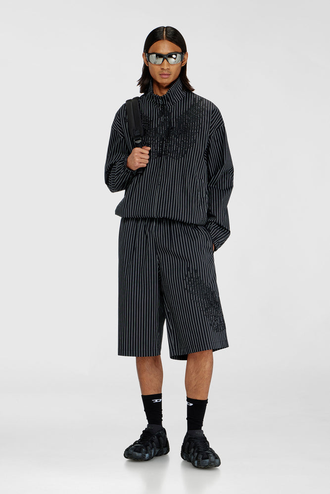 Pinstripe shorts with Phoenix embroidery (2)