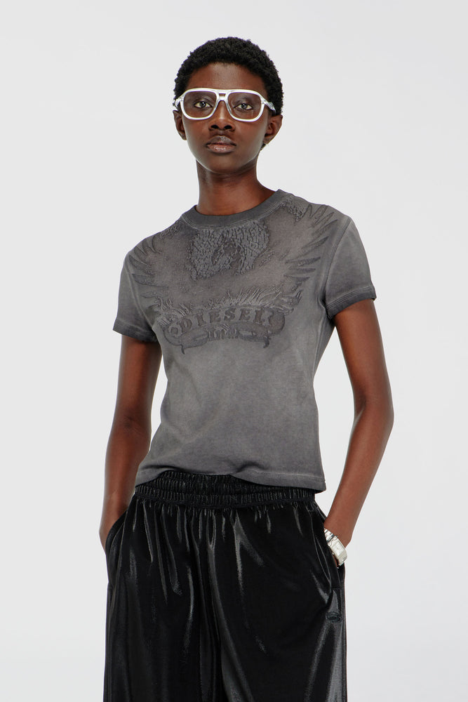 Slim T-shirt with dévoré Phoenix