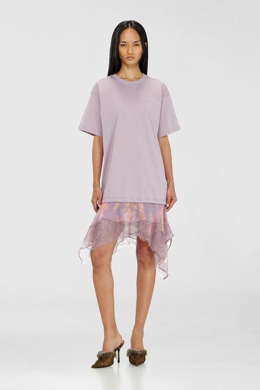 T-shirt dress with chiffon and lace skirt