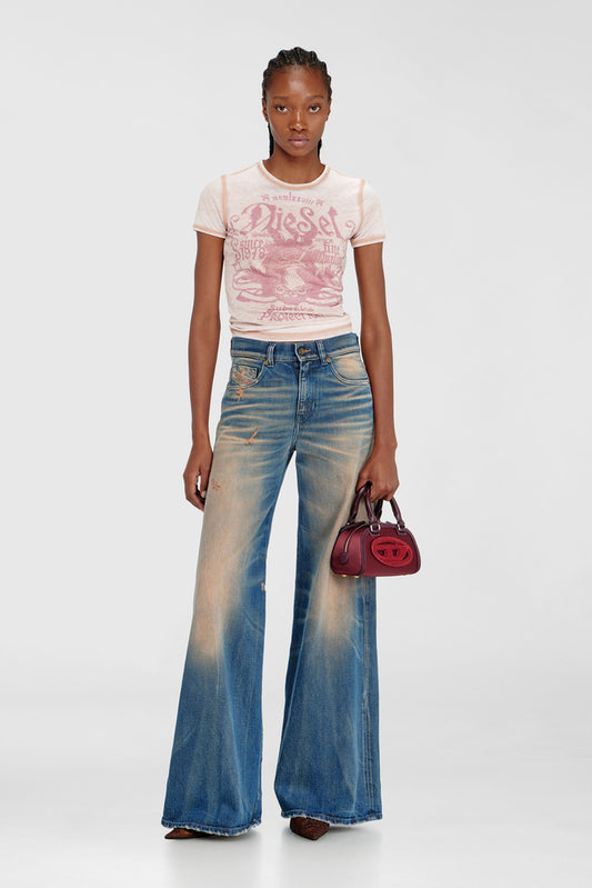 Slim jersey T-shirt with print and studs (2)