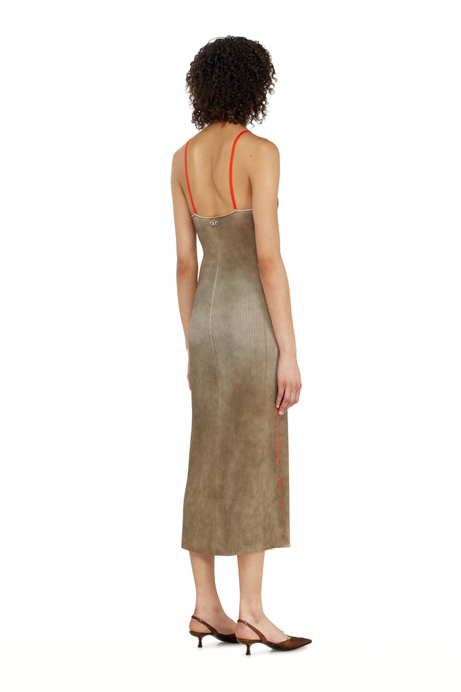 Rib-knit midi cami dress with contrast bands (1)