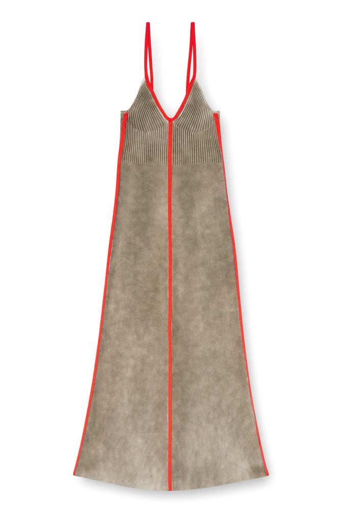 Rib-knit midi cami dress with contrast bands (4)