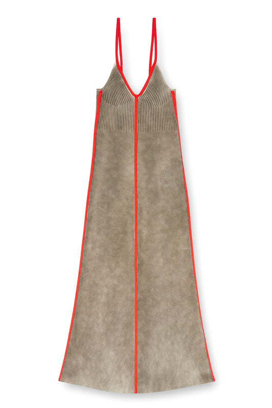 Rib-knit midi cami dress with contrast bands (4)