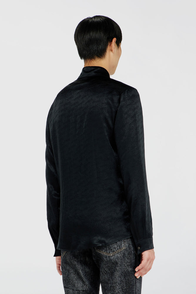 Shirt in logo-jacquard crinkled satin (1)