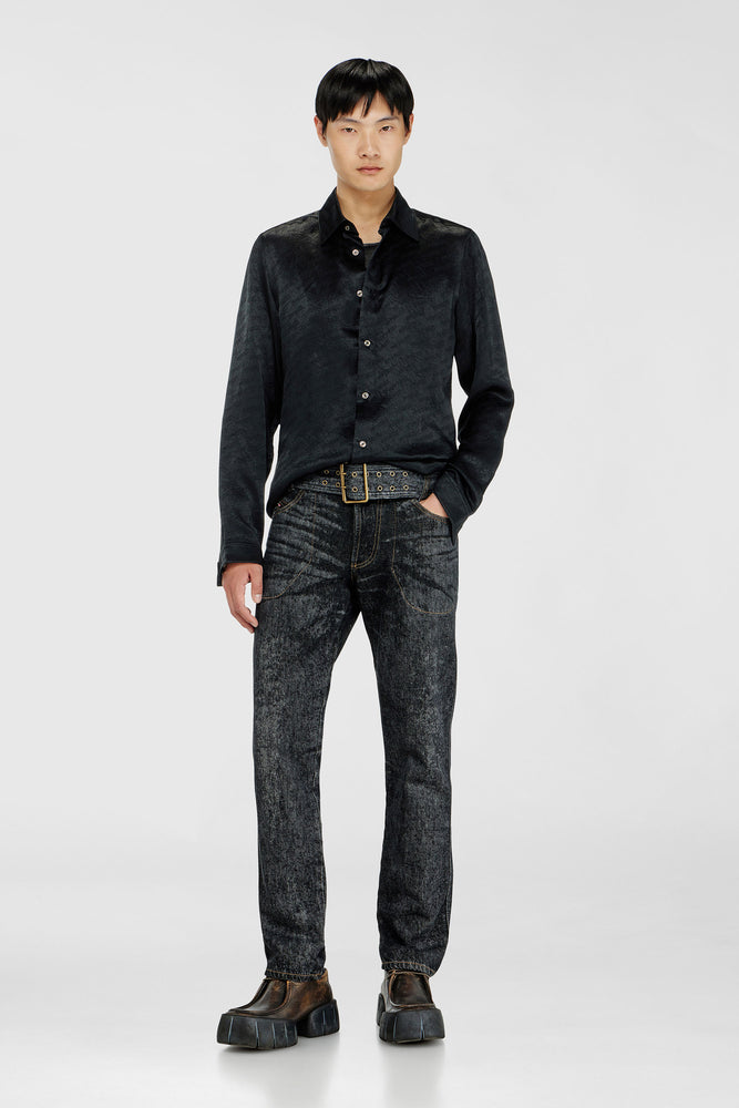 Shirt in logo-jacquard crinkled satin (2)