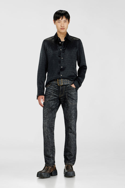 Shirt in logo-jacquard crinkled satin (2)