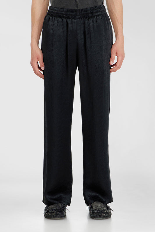 Pants in logo-jacquard satin