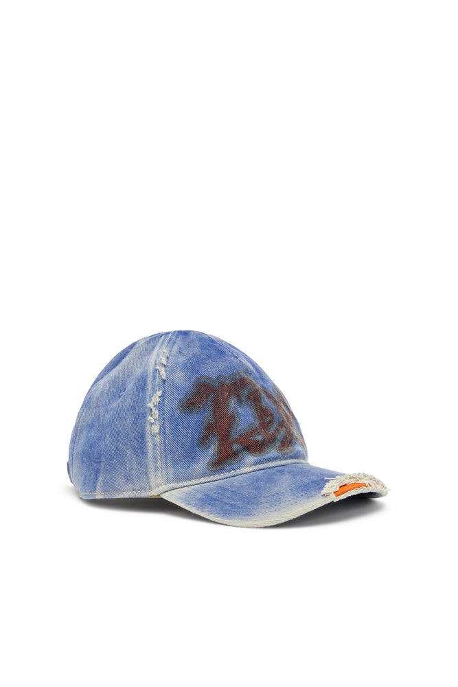 Distressed baseball cap with logo graphic